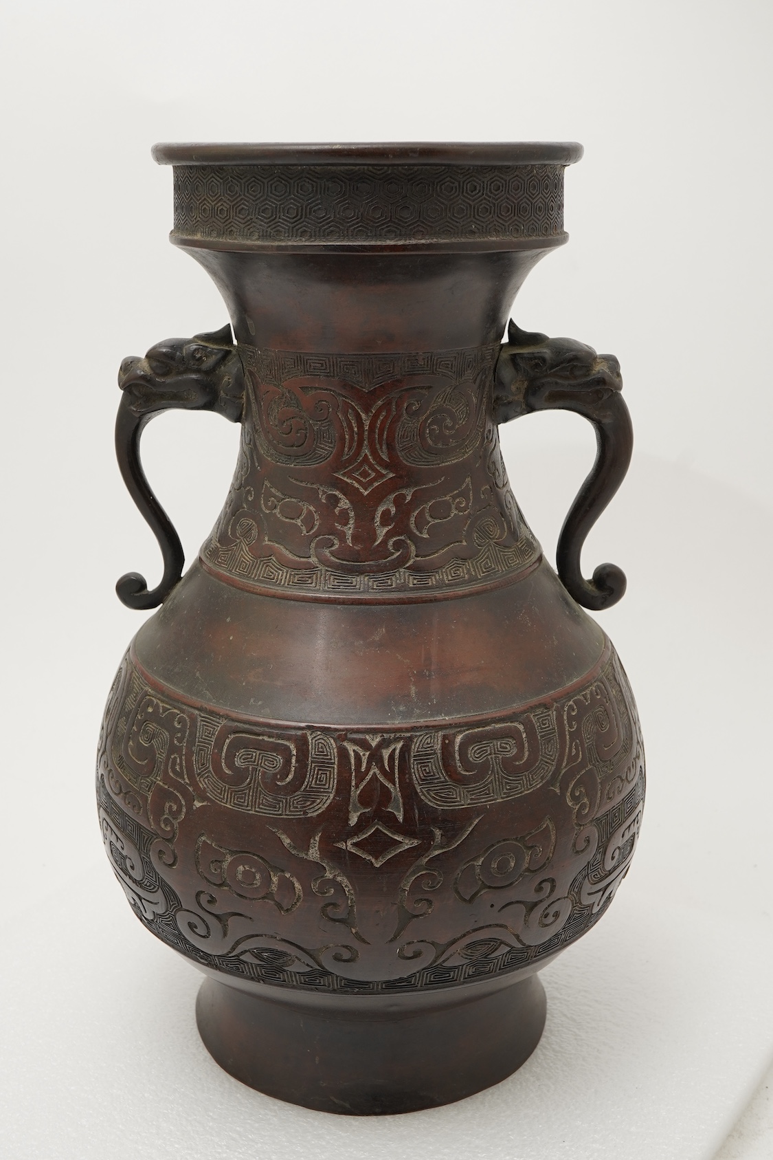 A Chinese archaistic bronze vase, hu, 19th century